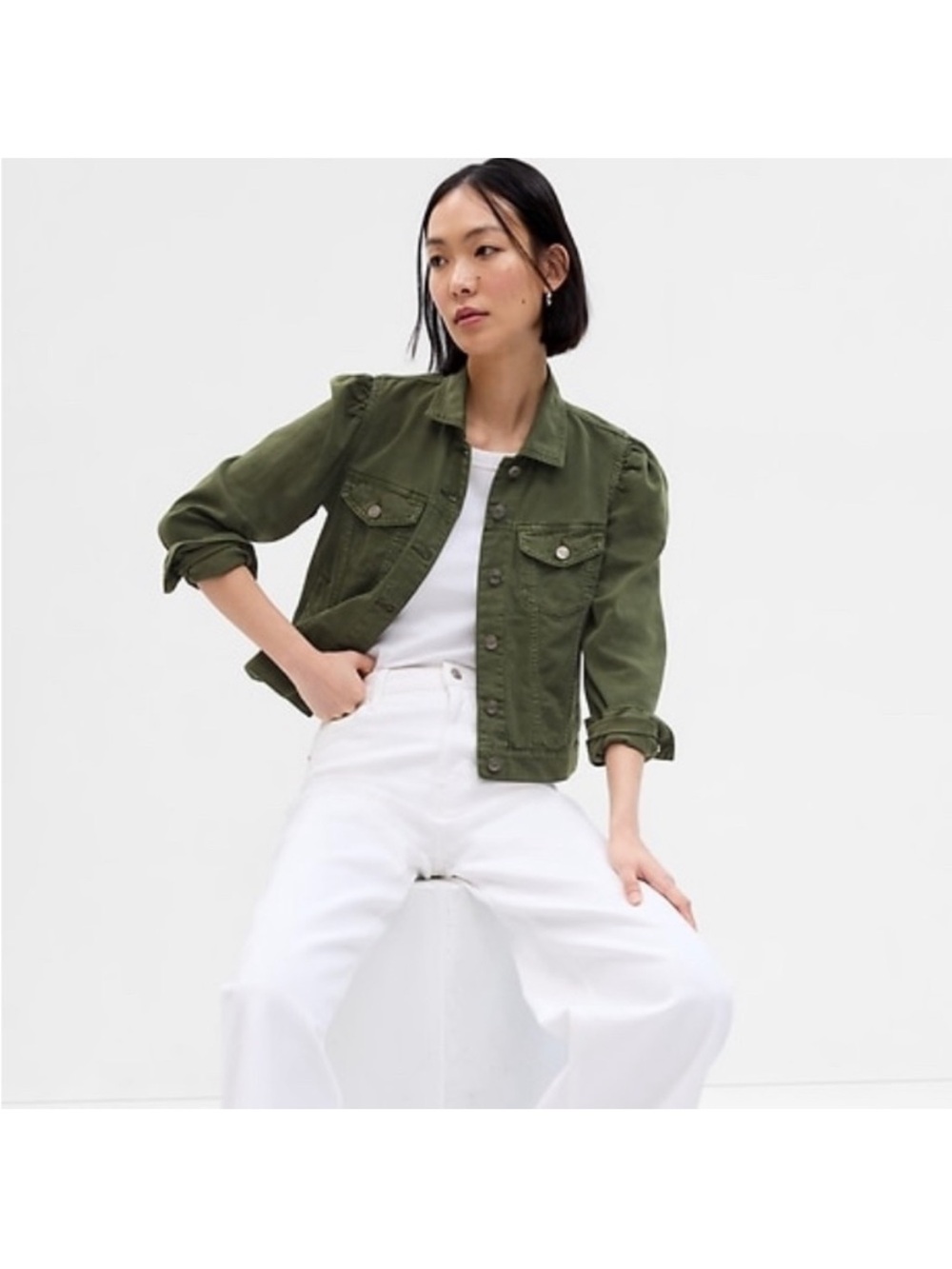 GAP Olive Green Women's Utility Jean Jacket